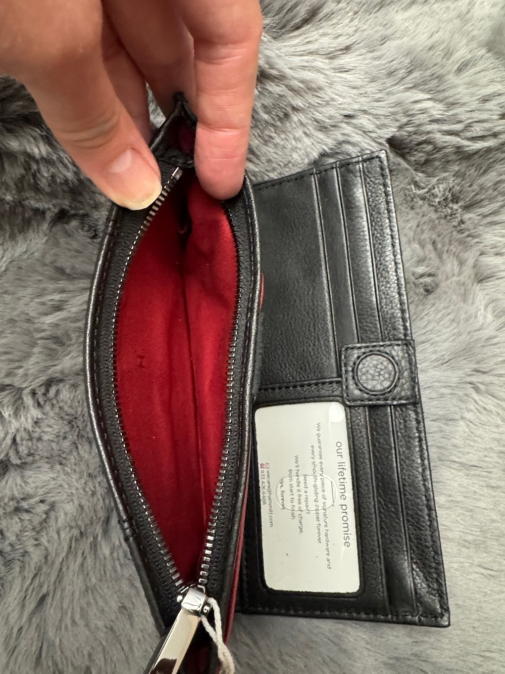 Hammitt Black Leather Zip Wallet with Gunmetal Rivet Hardware - Picture 3 of 6